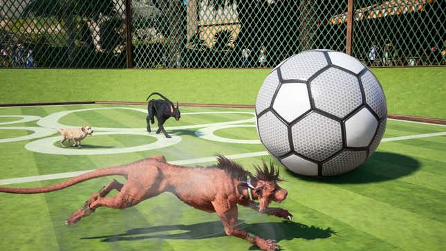 Red XIII chases a ball.