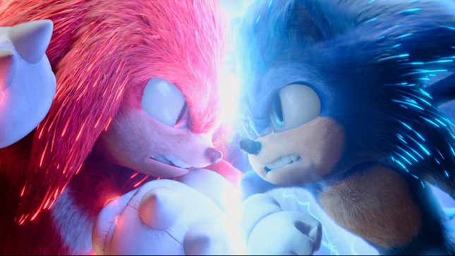 Knuckles and Sonic clash.